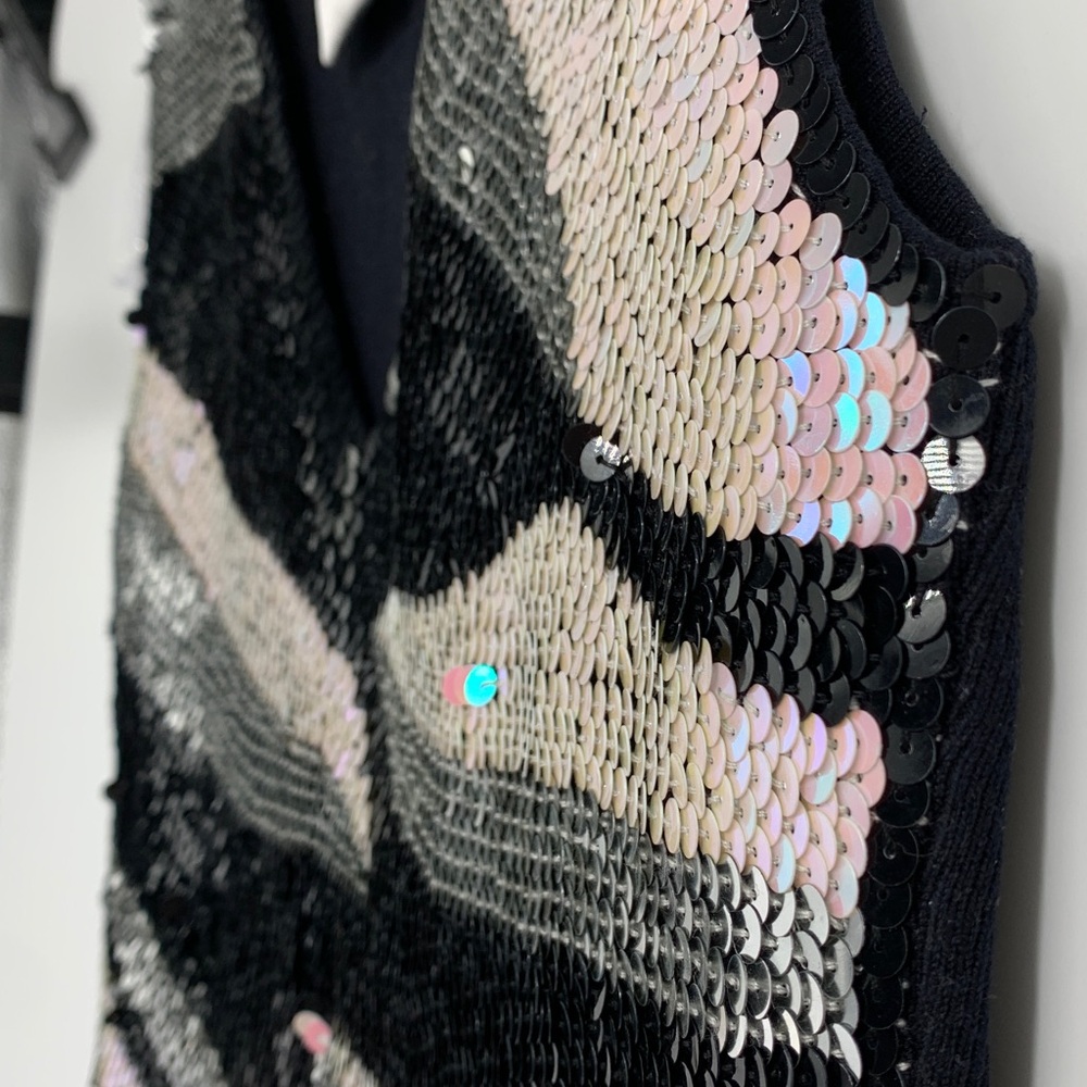 Sz S Joseph A. Sequin women’s NYE Blouse - Black, Silver, Pink •FABULOUS!• vtg! - Picture 11 of 17